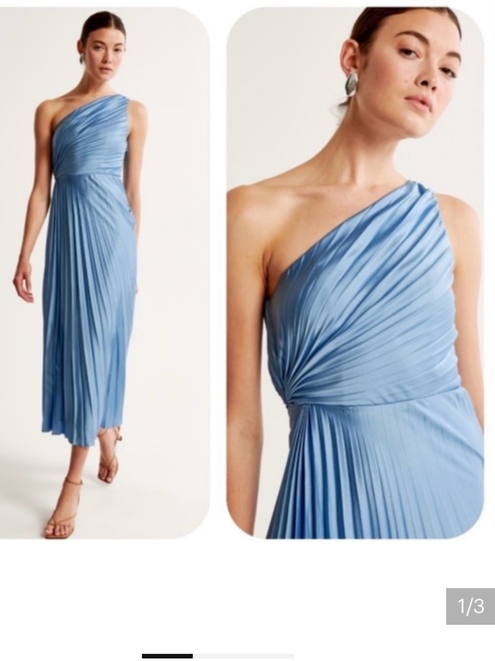 Abercrombie & Fitch One-Shoulder Pleated Maxi Dress — Sky Blue